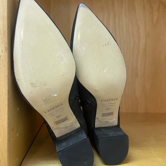 NEW L'Agence Dark Grey Jeanne II Block Heel Bootie, Size 38.5 - Picture 5 of 8